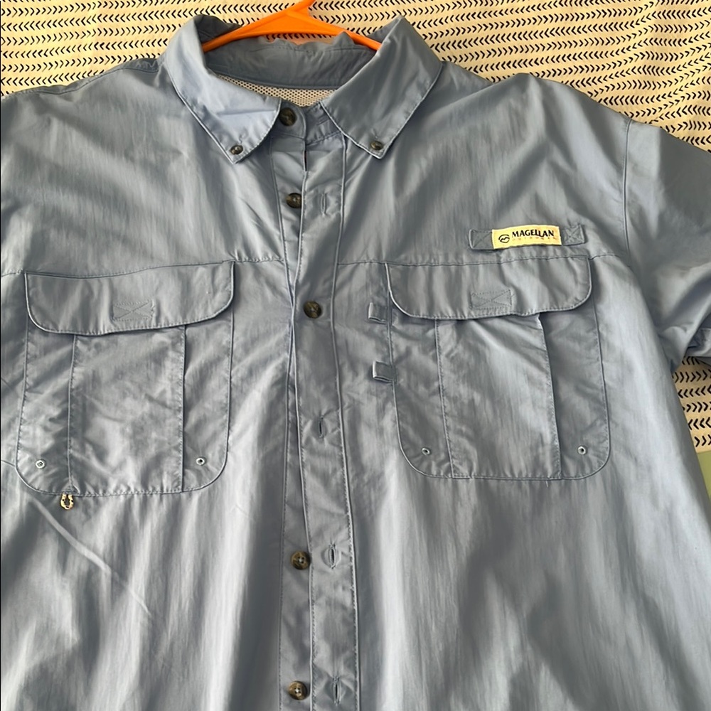 Magellan Outdoors Blue Casual Button Down Shirt